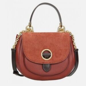 Michael Kors Isadore Leather and Suede Messenger Handbag in Brick color